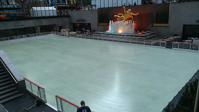 Skating rink being prepped at Rockefeller Center