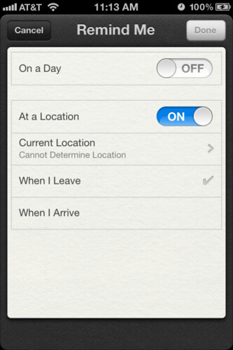 iOS 5:  Location-Based Reminders