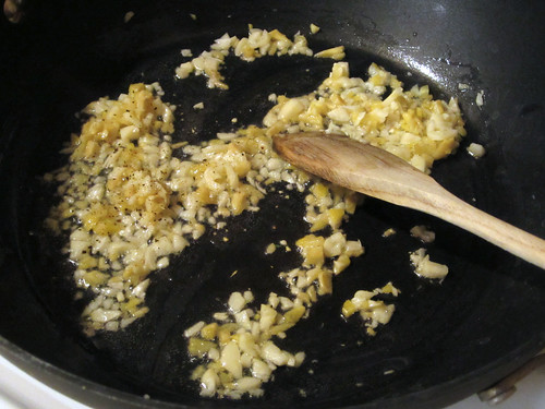 sautéing garlic and ginger