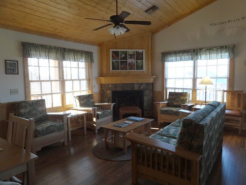 Living room portion of great room in cabin 11