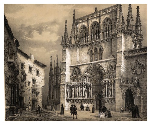 015-Puerta Alta catedral de Burgos-España artística y monumental..Tomo II- 1842-1850-Genaro Perez de Villa-Amil