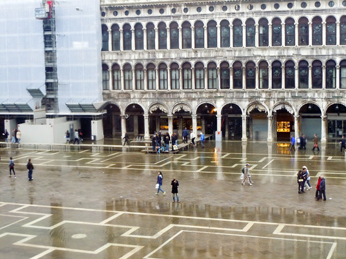 Flooding & raised wooden walkways in St. Mark's Square