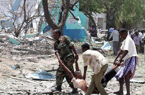 A bombing took place on October 4, 2011 outside the Ministry of Education in Mogadishu, Somalia. The US has launched drone attacks on the country killing over twenty people at the end of September. by Pan-African News Wire File Photos