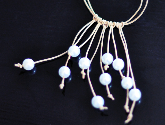 Leather and Pearl Necklace DIY - 6