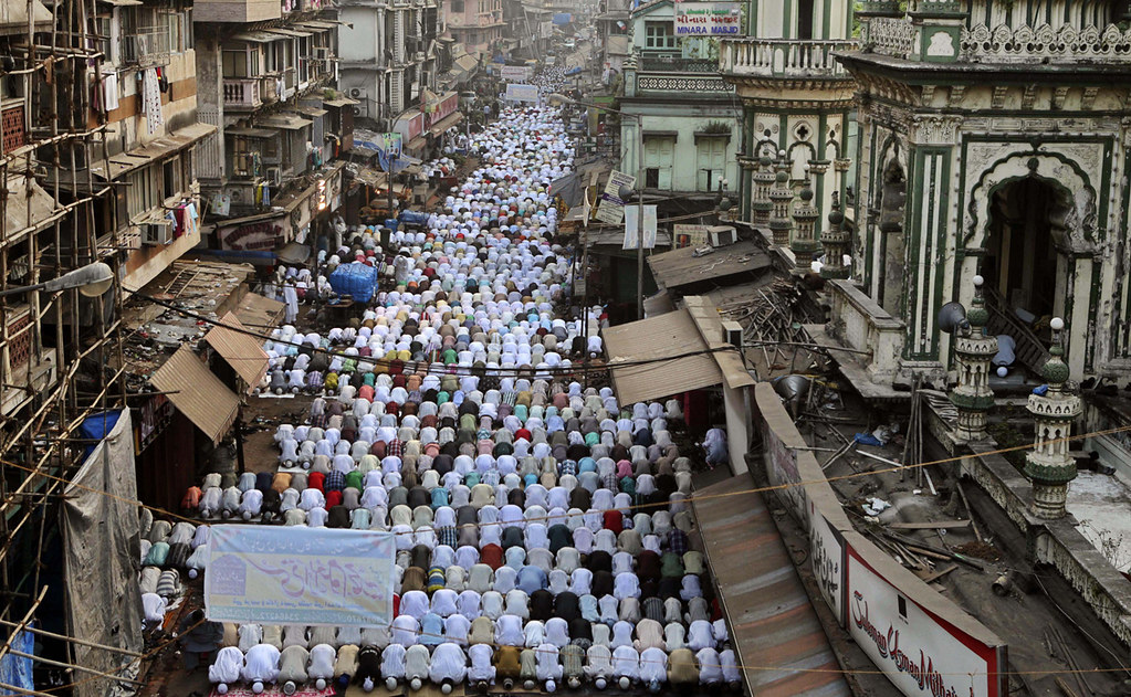 Indian Muslims attend outdoor prayers to mark the festival of Eid-al-Adha in Mumbai