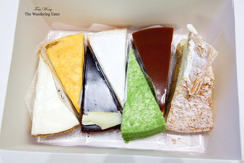 Box #1 - Cake slices of Gateau Nuage, Mille Crepe, Couronne du Chocolat, Marron Mille Crepe, Mirror Caramel, Banana Mille Feuille