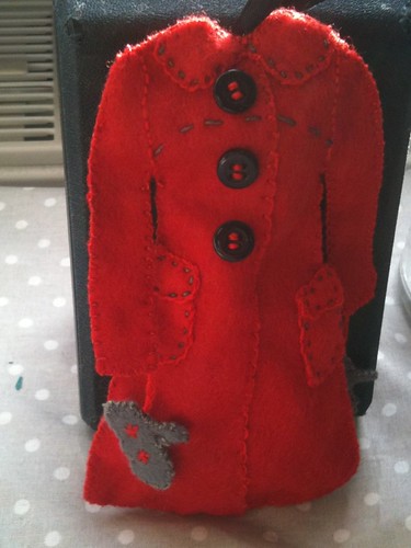 Red Wool Coat from Snow Day Ornament Pattern by Alicia Paulson