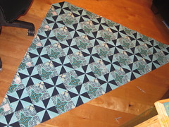 Finally! Piecing all those pinwheel blocks together!