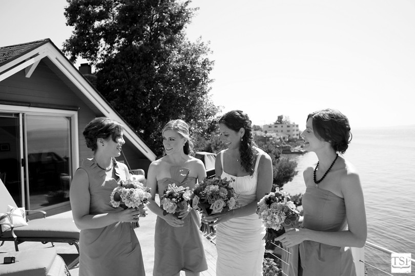 Bride and Bridesmaids with Flowers