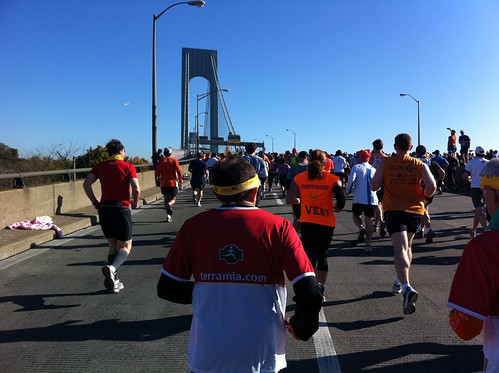 Verrazano bridge right after start of New York Marathon