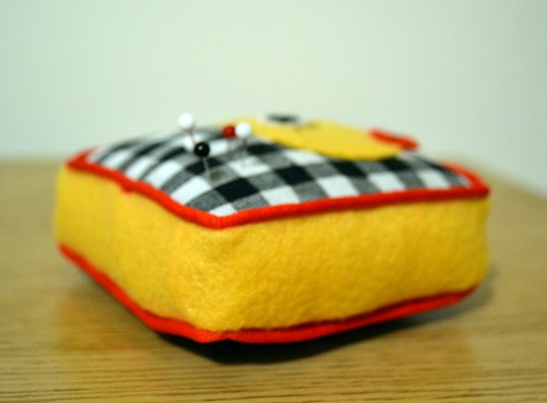 'Sew chick' pin cushion side view