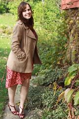 Outfit - vintage wrap dress, target t-strap shoes, camel coat