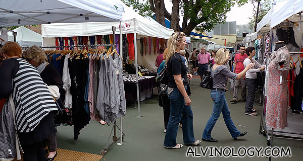 Most of the vendors sell clothes