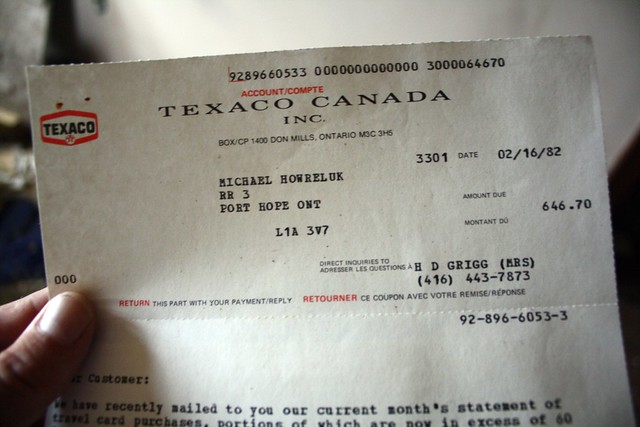 Michael Howreluk's 1982 Texaco bill