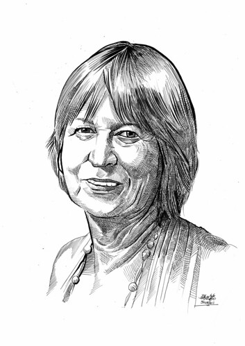portrait in pen and brush of Dr. Margaret Smyth