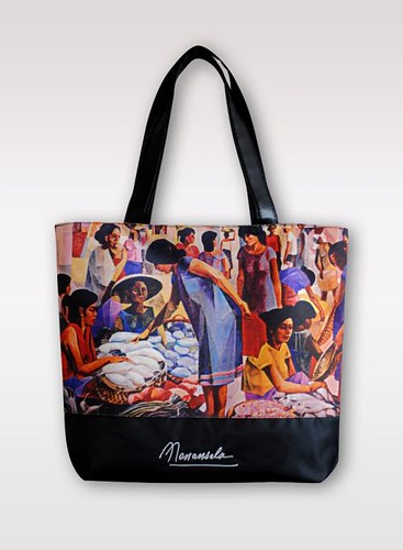Canvass Tote bag with Manansala Market Scene print P695