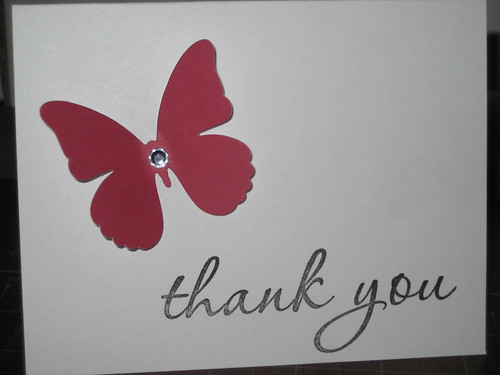 Day 169:  Red Butterfly Thank You Card