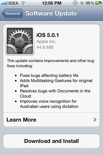 iOS 5.0.1 - OTA Update