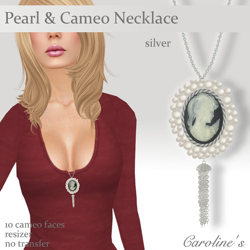 Caroline's Jewelry Pearls & Cameo Necklace Silver
