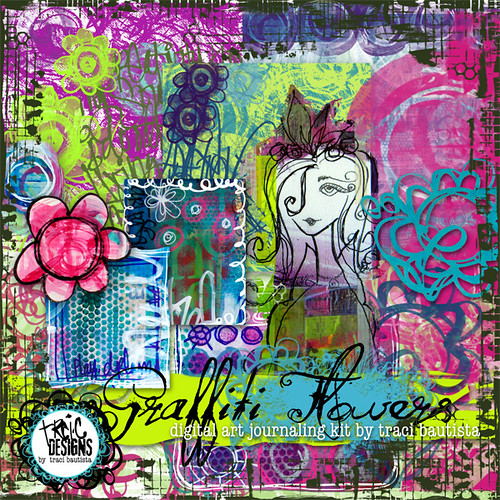 graffiti flowers digital art journaling kit by traci bautista