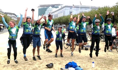 riders celebrate at the finish (courtesy of Amanda Eaken)