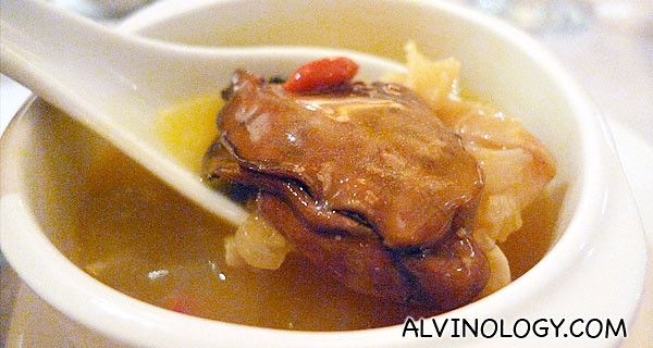 Abalone soup, filled with other goodies like the dried oyster in the picture