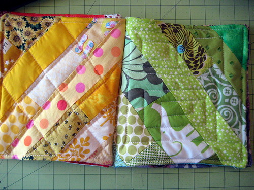 Yellow and green blocks/pages - fabric baby book