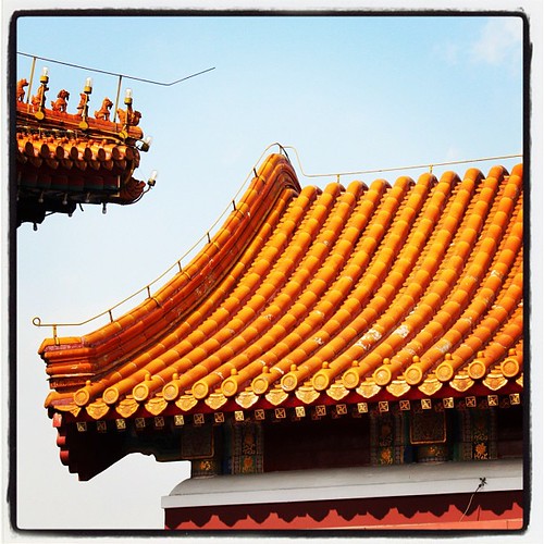 Roof lines of buildings on the #Tiananmen Gates in #Beijing, #China. #obievip #obievip_china #yellow by ObieVIP