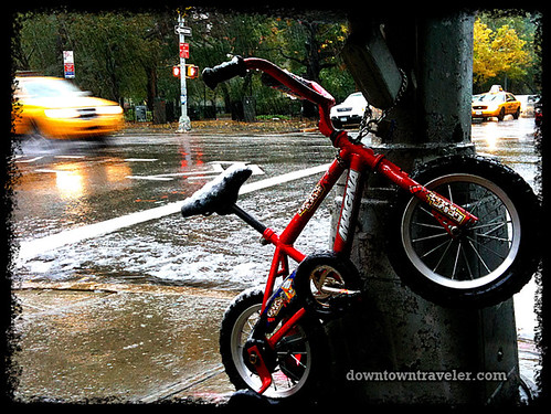 NYC Halloween Snow Storm 2011_Bike on St Marks Pl