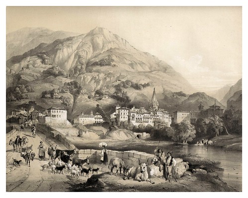 026-Azpeitia en Guipuzcoa desde el camino de Tolosa-España artística y monumental..Tomo III- 1842-1850-Genaro Perez de Villa-Amil