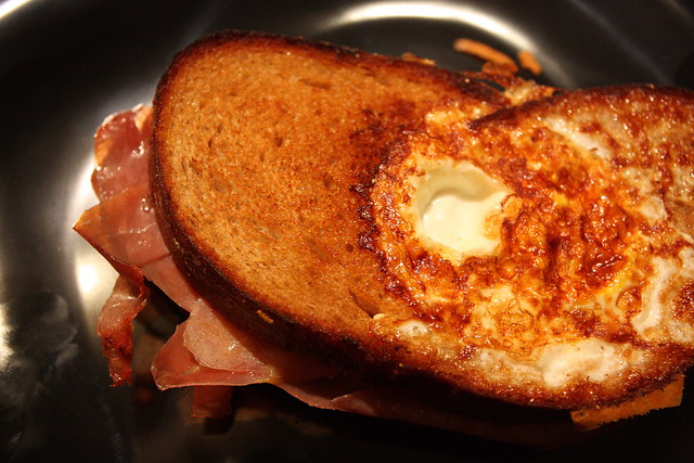 Egg in a hole grilled cheese