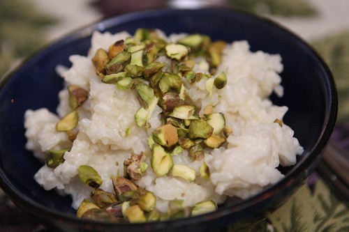 Coconut Rice Pudding with Chopped Pistachios
