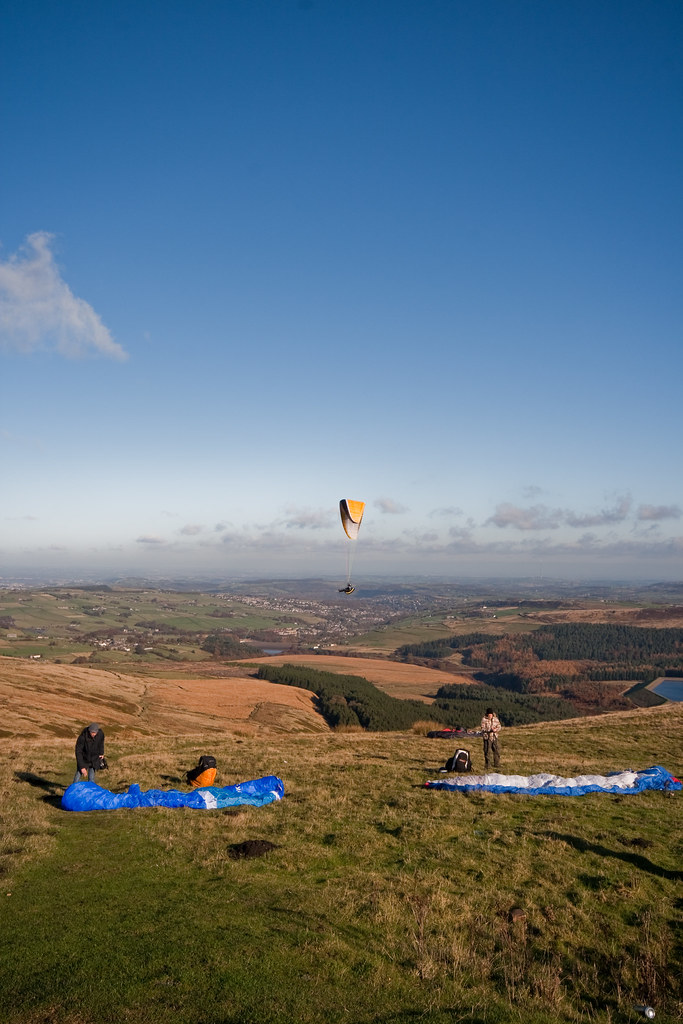 Paragliders above Holmfirth