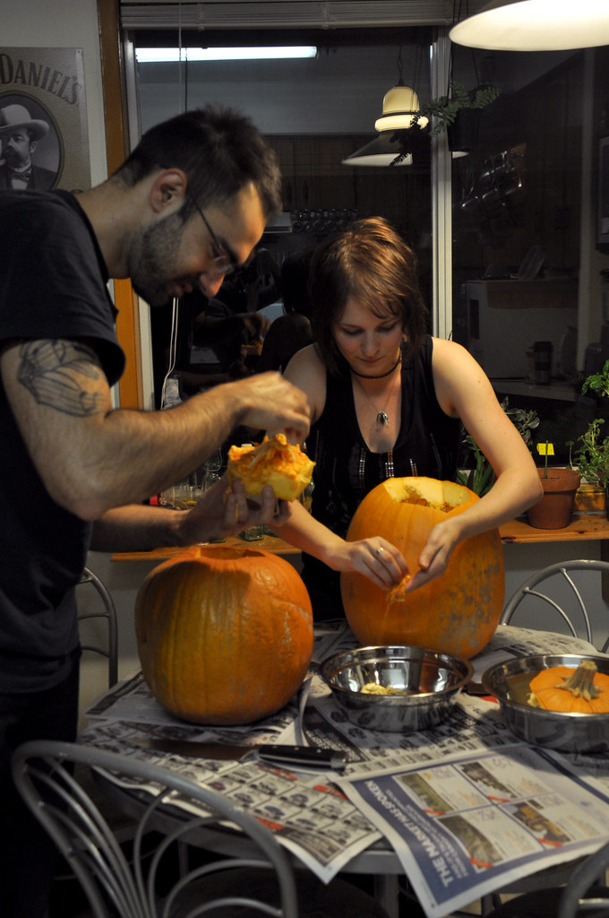 gutting pumpkins