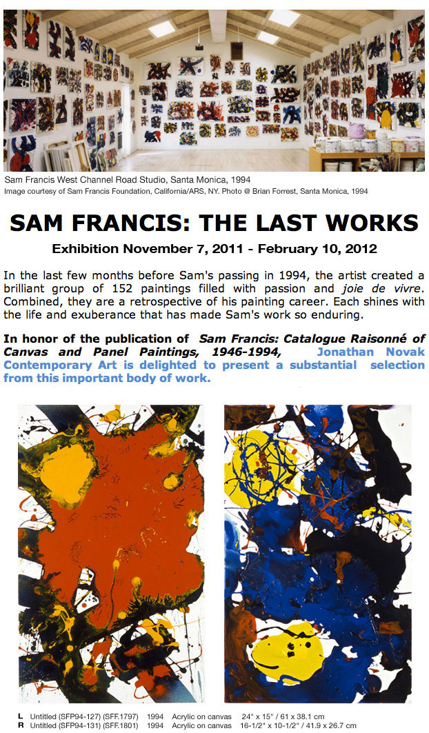 sam francis exhibition - the last works