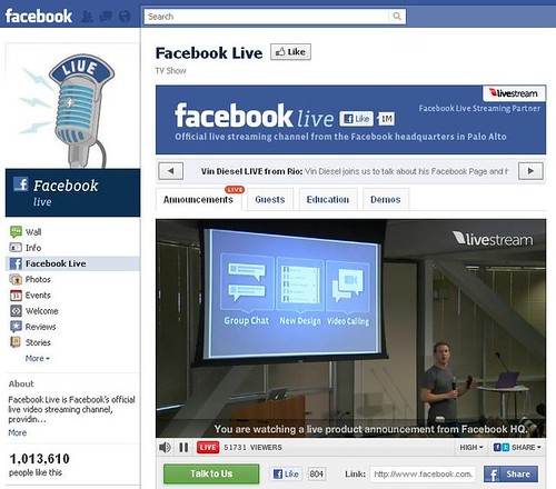Facebook livestream announcement screenshot