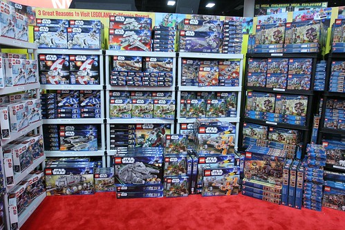 Half of the retail space at the LEGO booth - San Diego Comic Con