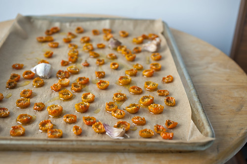 slow roasted golden cherry tomatoes