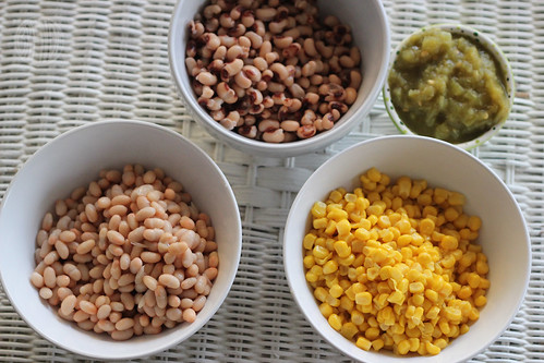 beans and chilis and corn
