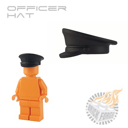 Custom minifig Officer Hat - Black