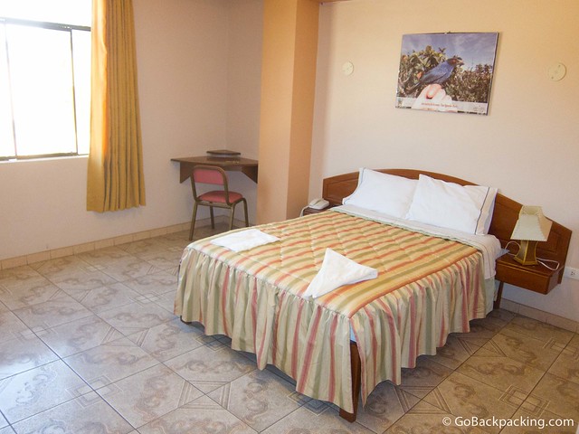 My room at the Gran Hotel in San Ignacio, Peru