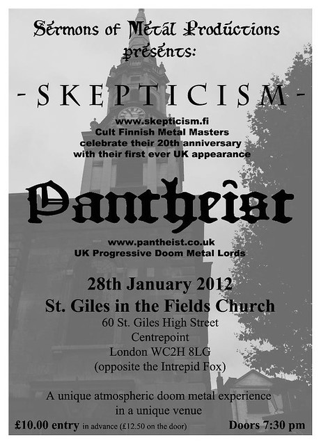 Skepticism gig london st giles in the fields church metal gigs www.metalgigs.co.uk gig listings