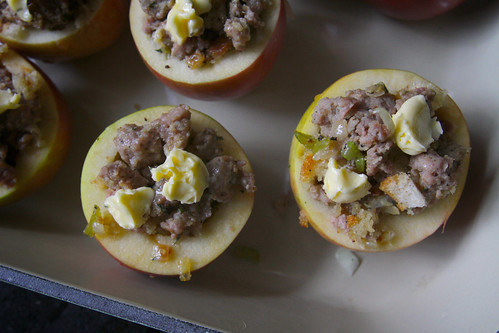 baked apples wth savory stuffing