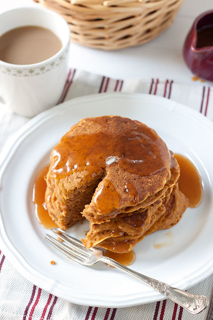Pumpkin-Apple Pancakes with Apple Cider Syrup