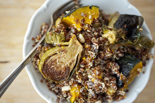 quinoa with brussels sprouts and pumpkin