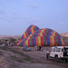 Filling balloons with hot air at dawn - Goreme, Cappadocia, Turkey