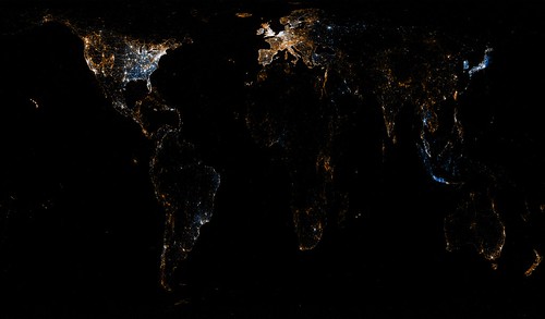 World map of Flickr and Twitter locations