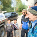 A worker from the Ak Zhalga Milk Collection Station in the village of Altymysh, Kyrgyzstan, measures the fat content of milk produced by cows