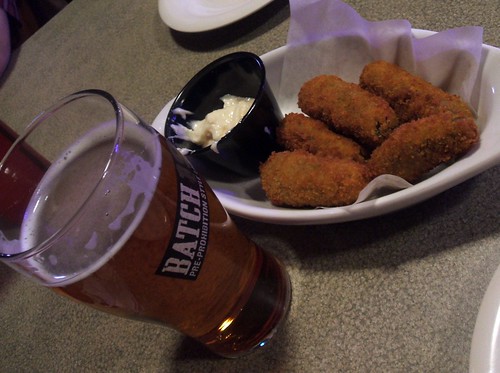 Fried pickles and beer