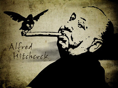 Alfred Hitchcock digital grunge fan-art